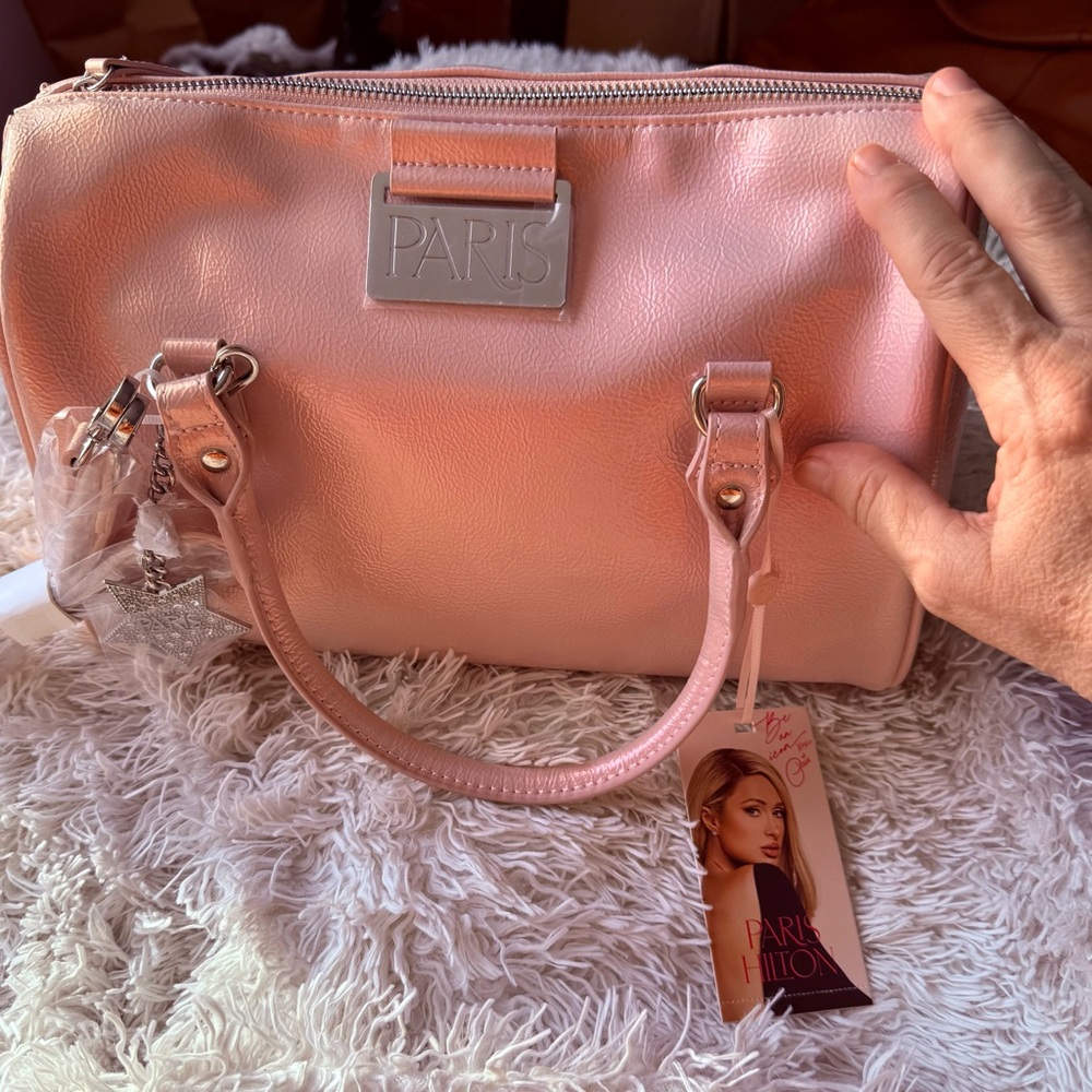 Paris Hilton pink barrel satchel